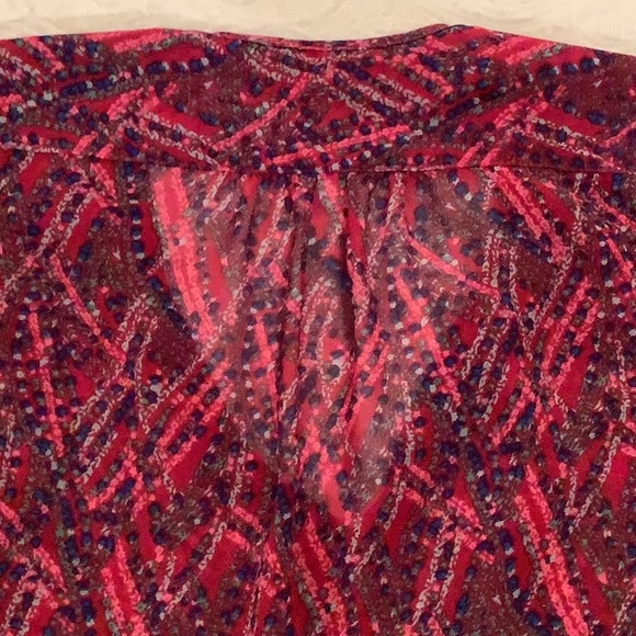 Fun2Fun Sheer, Berry Colored, Split Neck Blouse Size S - Picture 9 of 14